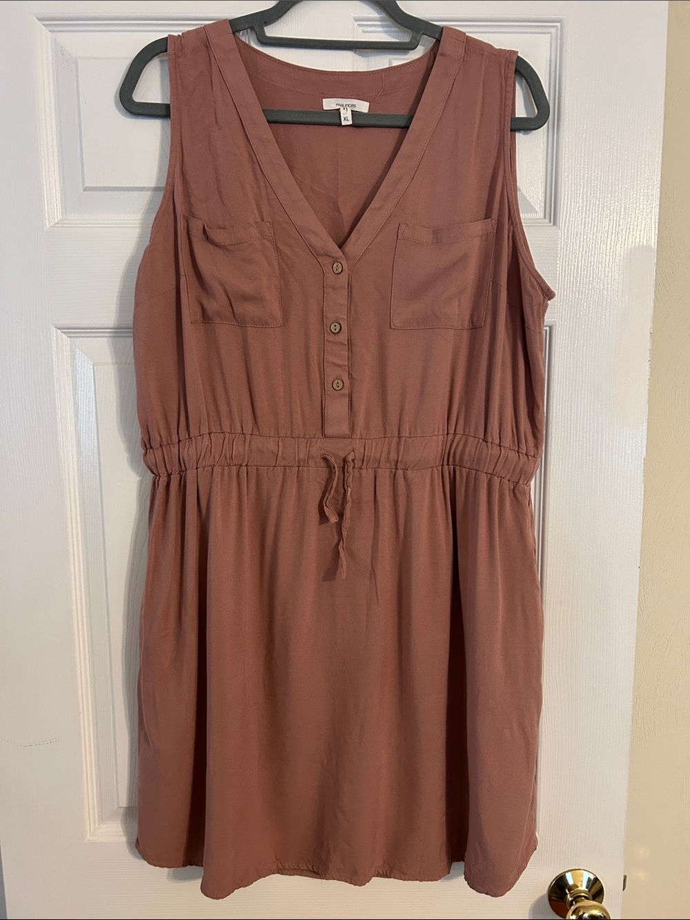 Maurices Dusty Rose Sleeveless Drawstring Waist Dress